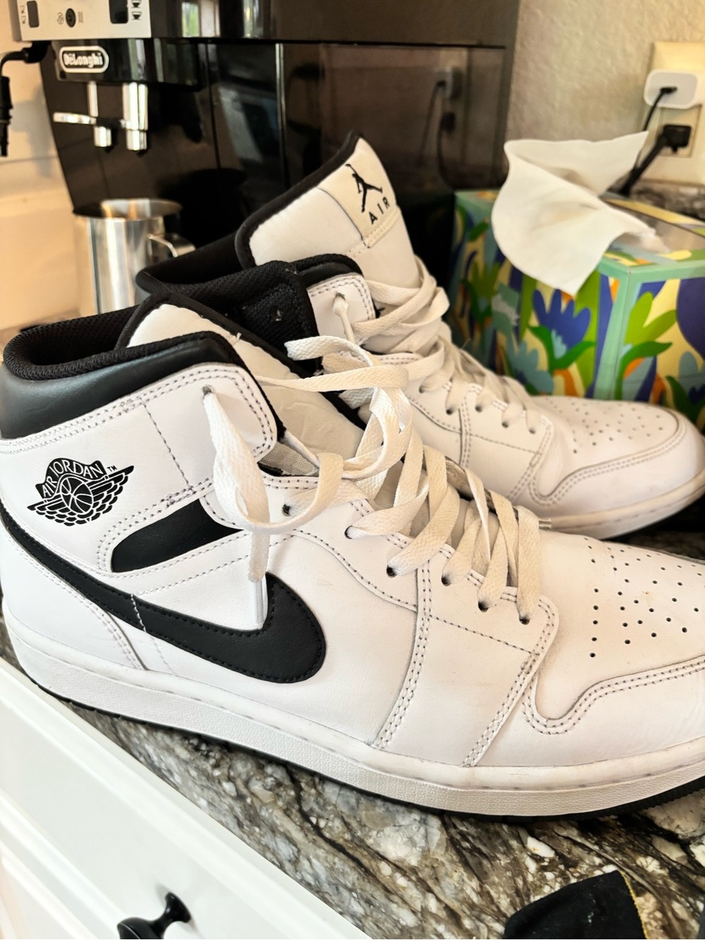 Jordan Men’s High-Top Sneakers - White/Black EUC
